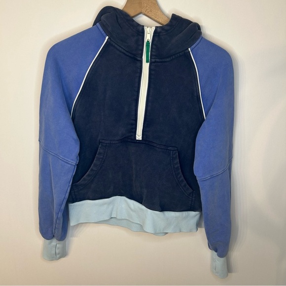 aerie Tops - Offline by Aerie Half Zip Hoodie, Size XS, Retro Blue and White Sweatshirt